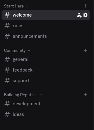 Reputask Discord server channel structure